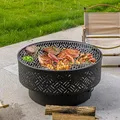 26 Inch Wood-Burning Fire Pit with Grill & Lid: view 4