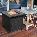 OutVue 28 inch black propane fire pit table with metal lid