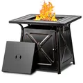 28 Inch Propane Fire Pit Table, Gold-Etched Pedestal: view 5