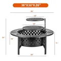 36 Inch Wood-Burning Fire Pit, 2 Grills, Geometric Cut-Out: view 6
