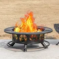 36 Inch Wood-Burning Fire Pit, 2 Grills, Star Cut-Out: view 2