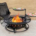 36 Inch Wood-Burning Fire Pit, 2 Grills, Star Cut-Out: view 3